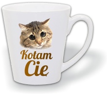 KUBEK LATTE Z NADRUKIEM PREZENT KOTAM CIĘ LM2