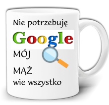MÓJ MĄŻ WIE WIĘCEJ NIŻ GOOGLE KUBEK + PUDEŁKO GW561