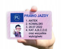 PRAWO JAZDY DLA DZIECKA PREZENT PRAWKO NA TACZKI