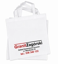 TORBA Z NADRUKIEM A4, 38X40CM BIAŁA (poliestrowa)- długie ucho