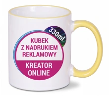 Kubek TOMEK kolorowy rant i ucho 330ml + nadruk