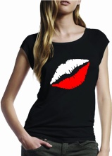KOSZULKA DAMSKA USTA BIAŁO-CZERWONE WHITE-RED LIPS